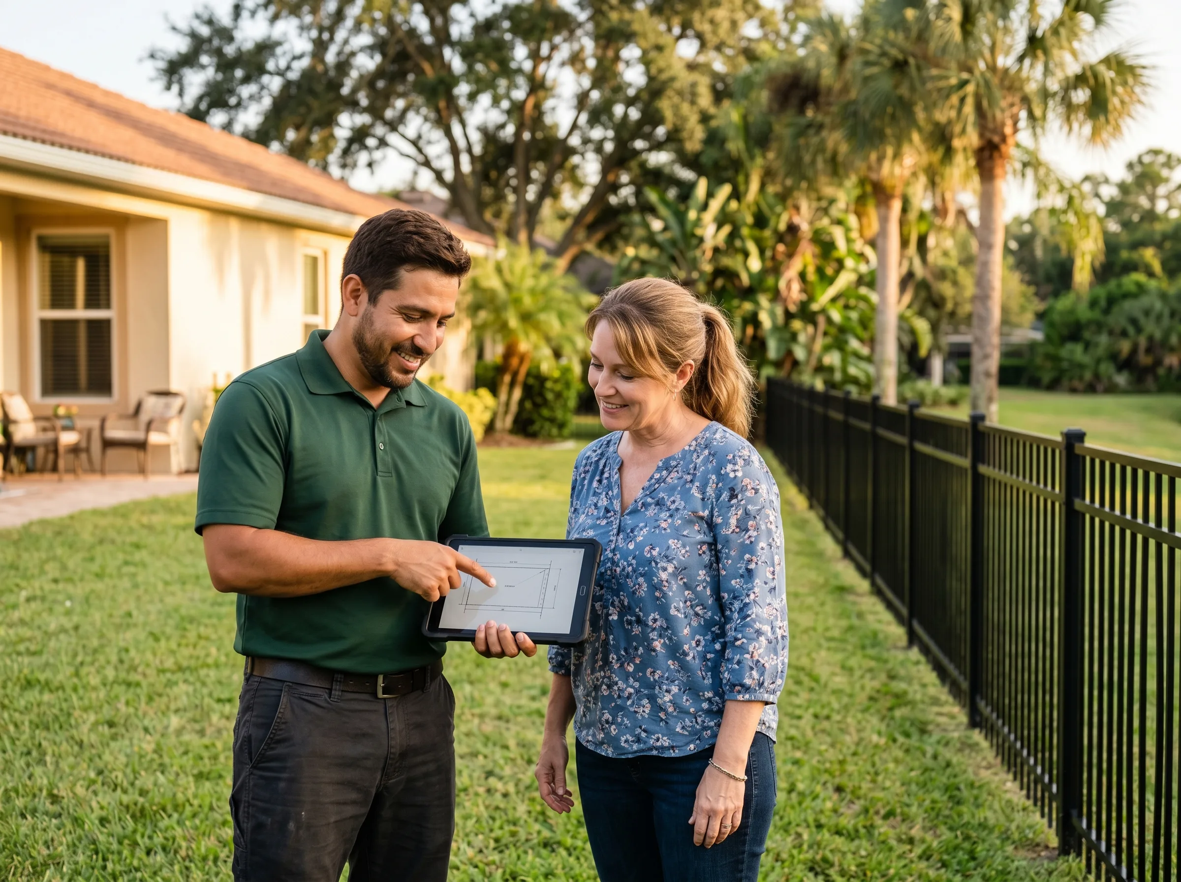 Fence Experts of Ocala team member taking a homeowner phone call about a fence project