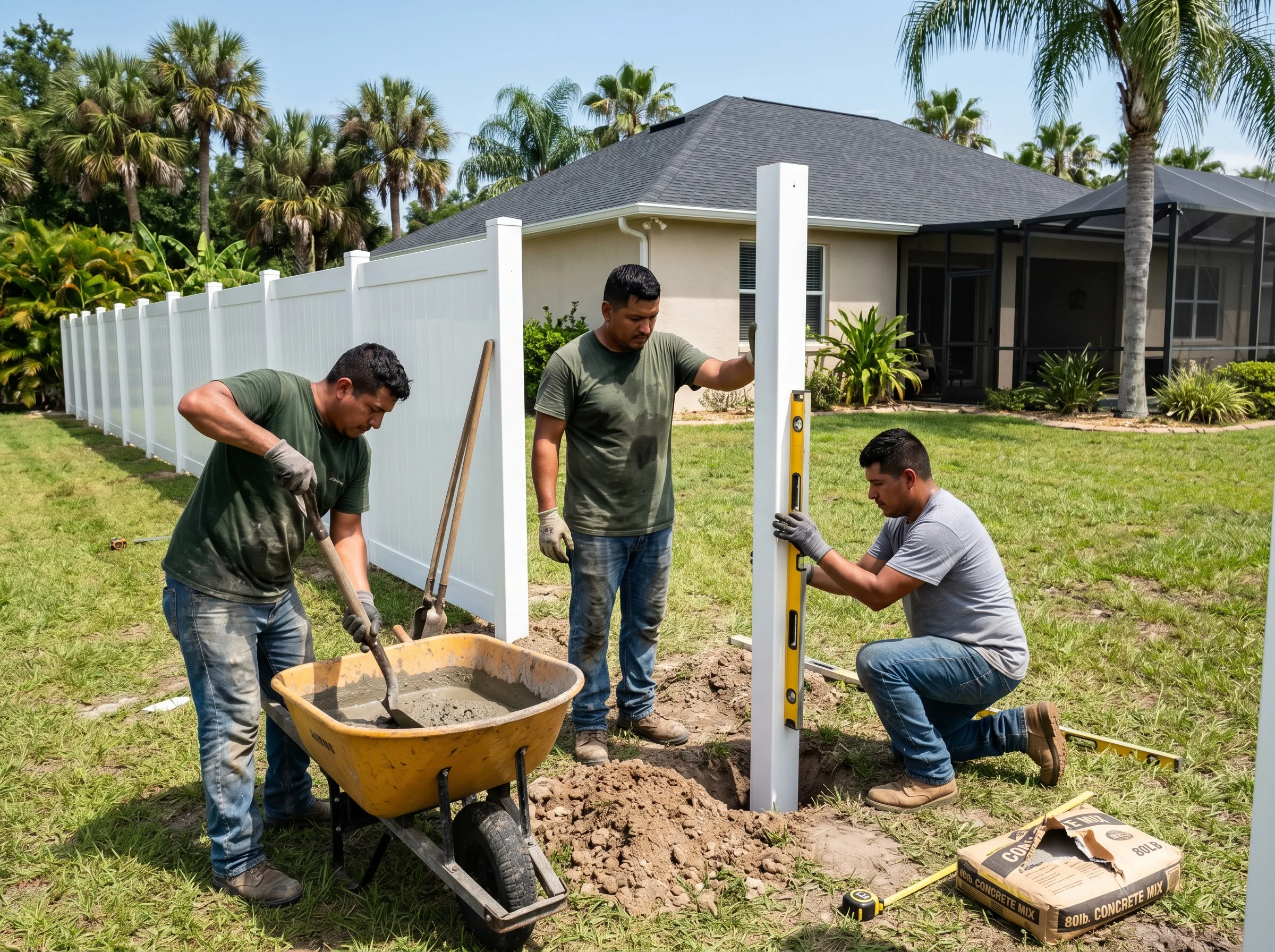 Fence Experts of Ocala crew installing a fence in Marion County