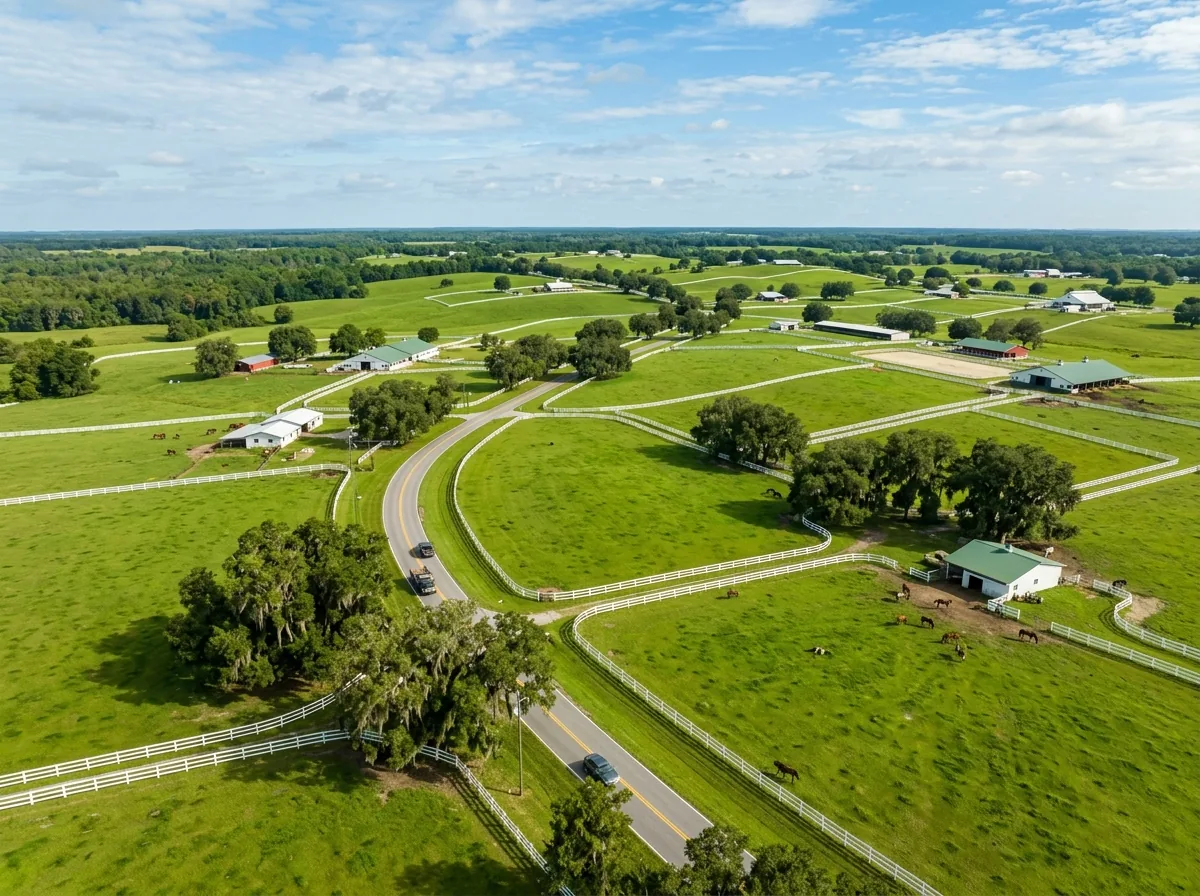 Marion County FL horse country with white wooden horse fences — Fence Experts of Ocala service area